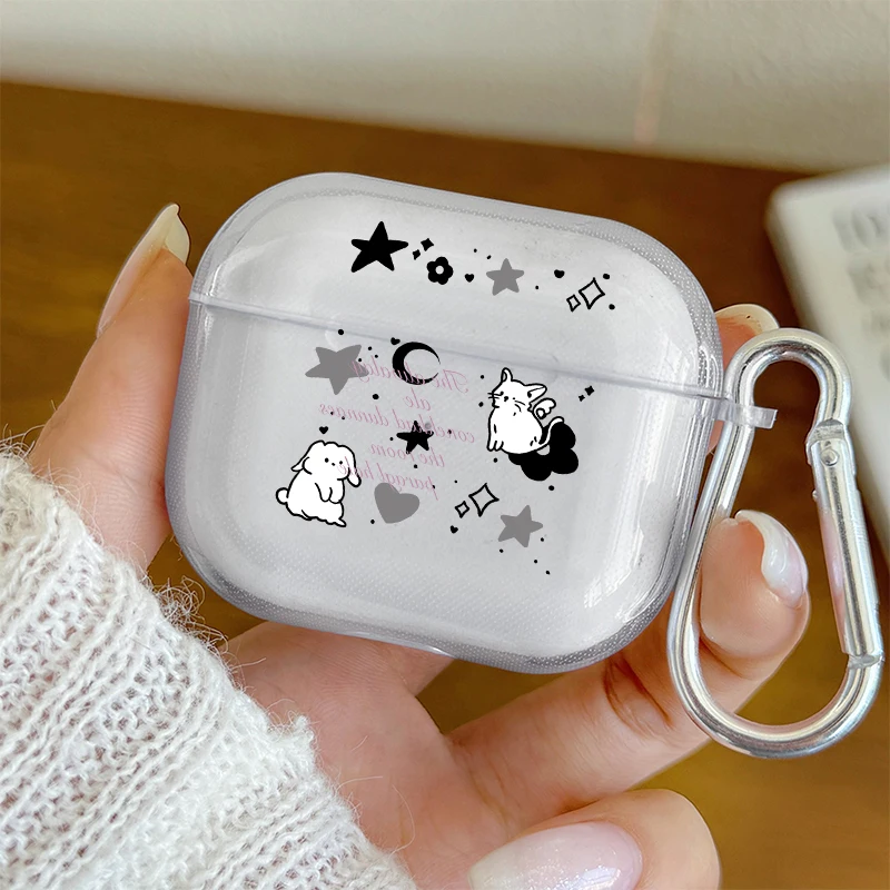 

Cute Puppy Stars Moon Earphone Case for Airpods Pro2/Pro3/Pro Headphone Cover Airpods 4/3/2/1 Shockproof TPU Protective Cover
