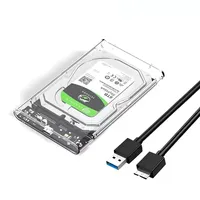 2.5inch HDD SSD Case USB 3.0 Type C Transparent HDD Enclosure，External Hard Drive Disk Case for Laptop SATA SSD Harddisk Box