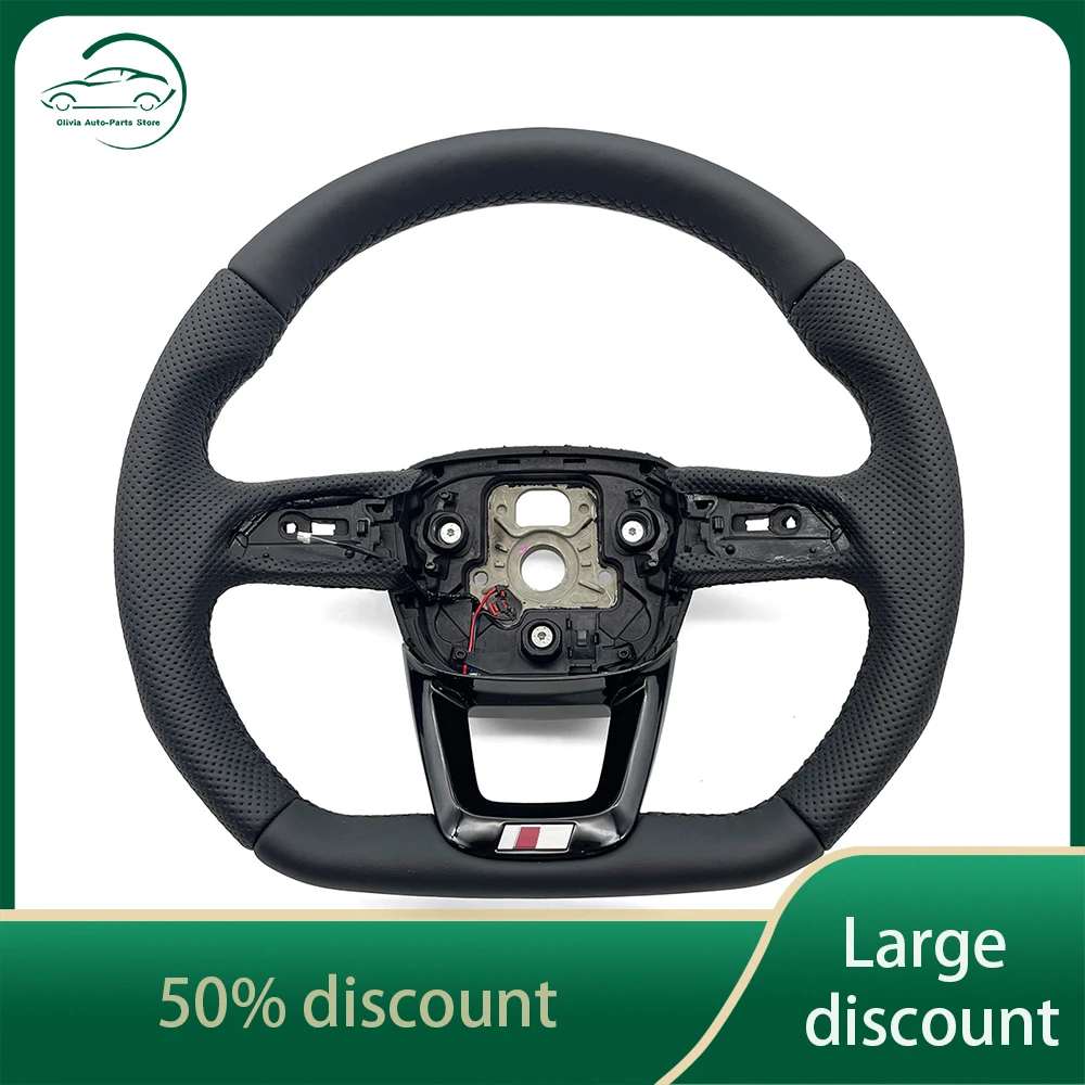 

For Audi Q5 FY Painted black semi perforated black wire steering wheel with heating