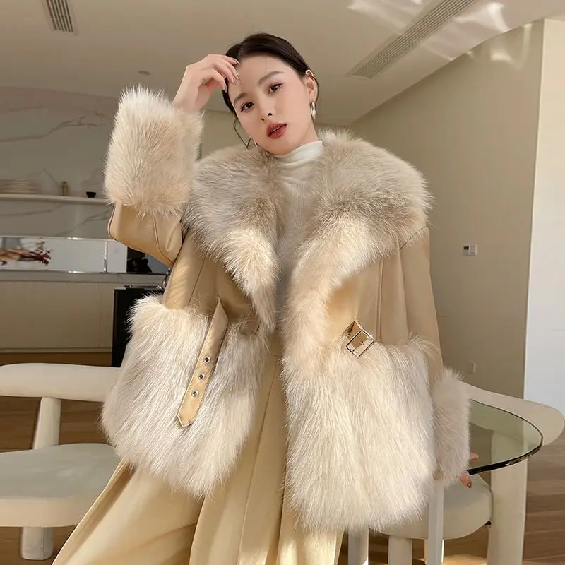 

Mid Length Faux Fur Coat for Women, Loose Mid Length Coat, Temperament Fashion Outwear, Casual Warm Outwear, Big Collar, 2024