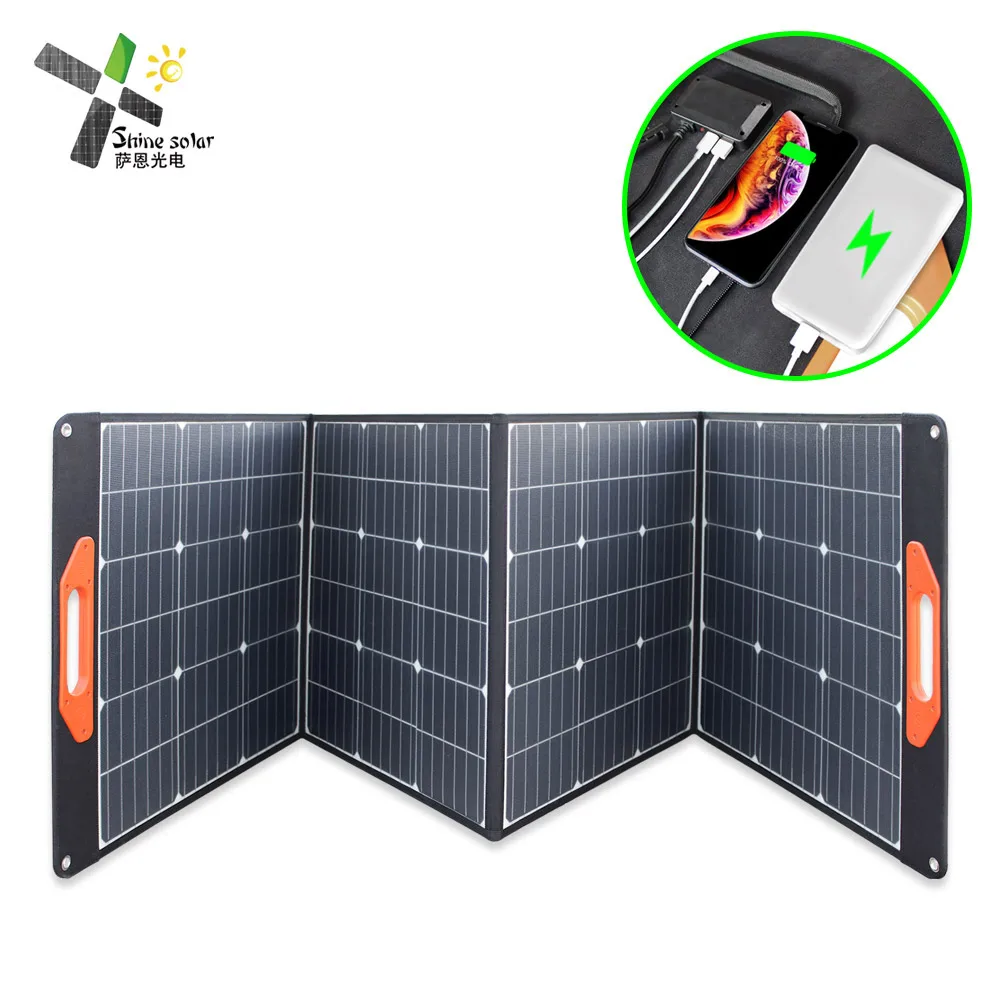 Waterproof portable mono foldable solar panel 60w 100w 200W 18V folding      charger