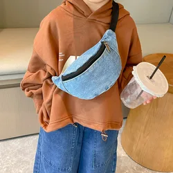 New Children's Mini Waist Bag Denim Belt Fanny Pack for Kids Casual Shoulder Chest Bag Boys Girls Banana Pillow Baby Waist Packs