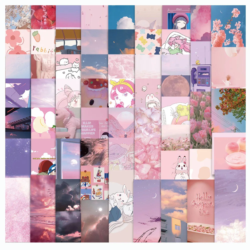 

62PCS Pink Landscape Series Stickers INS Style Decals Album Scrapbooking Stickers DIY Diary Journal Landscape Stickers