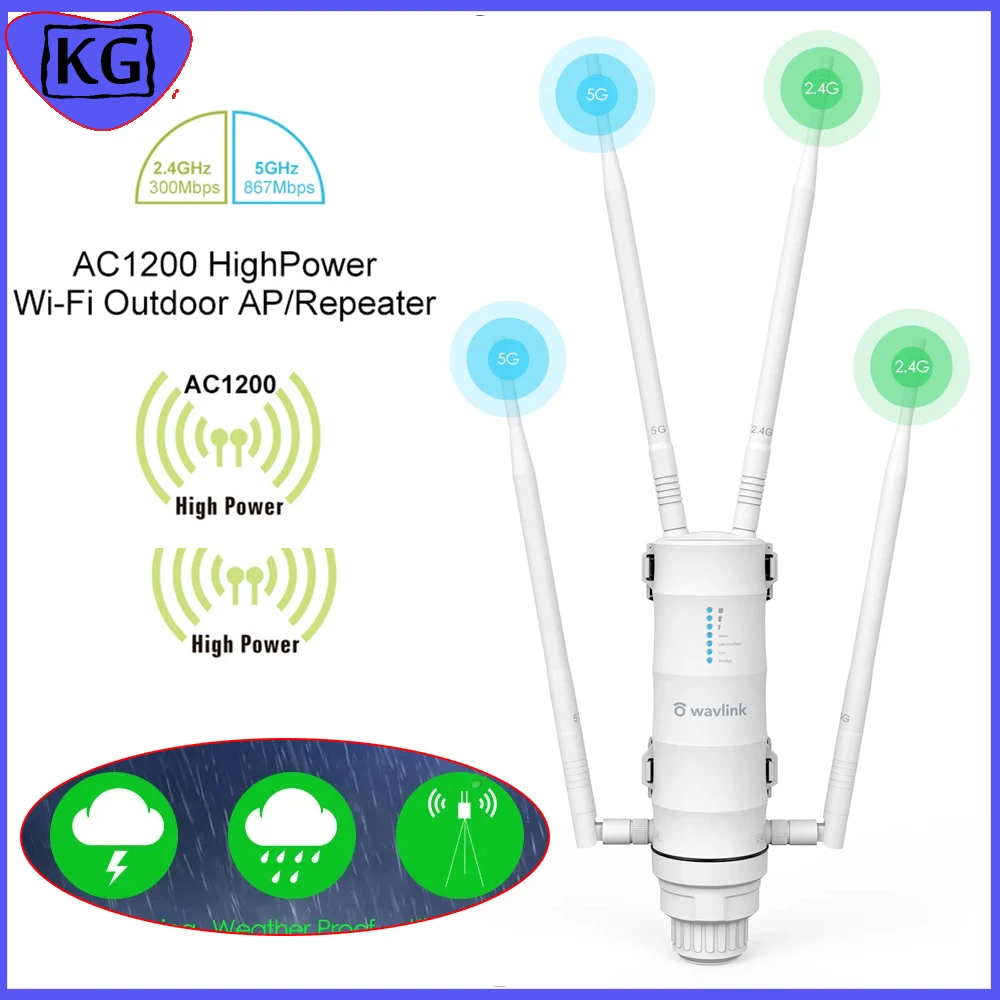 

5g Router Mesh Wifi Repeater High Power Outdoor AP/Repeater with PoE High Gain 2.4G&5G Antennas wifi range extender amplifier