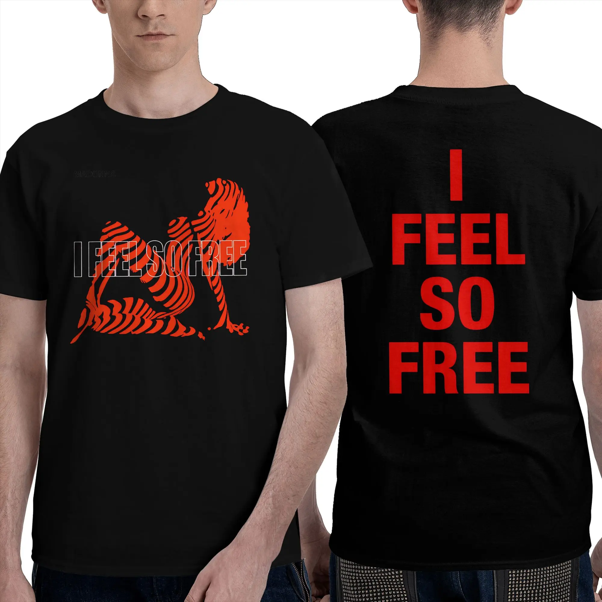 I Feel So Free Album 2026 M-MadonnaS T-Shirt Men  Vintage 100% Cotton Tee Shirt Crewneck Short Sleeve T Shirt Party Clothes