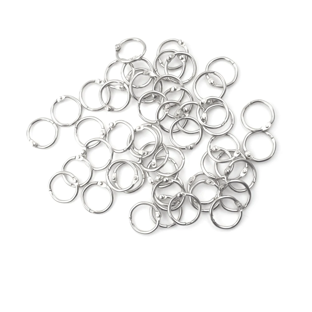 New 50 Pcs Staple Book Binder 20mm Outer Diameter Loose Leaf Ring Keychain