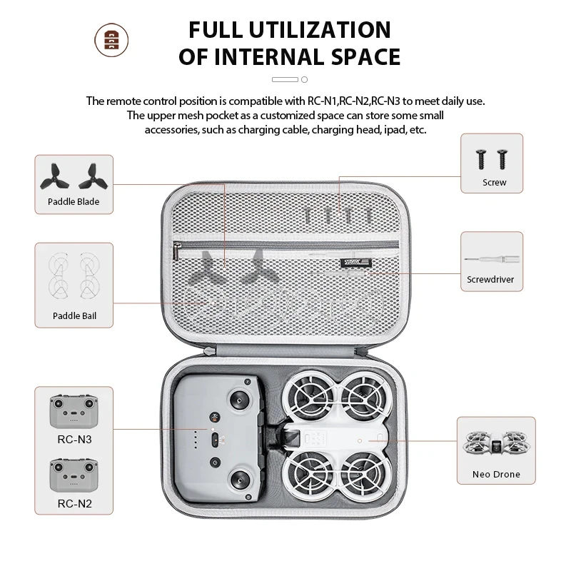 NEO الطائرة بدون طيار بولي PU حقيبة التخزين حقيبة كتف محمولة سعة كبيرة محمولة ل DJI Neo RC-N3 المنظم امتصاص الصدمات حقيبة المفضلة
