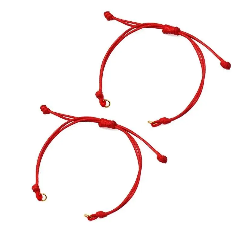 A52E 2 Stück farbiges Wachsfaden-Armband, handgefertigtes geflochtenes Armband, böhmischer Schmuck – Detail 4