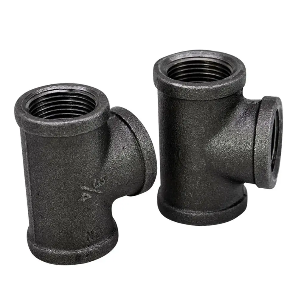 New Black Pipe Fittings Malleable Iron 1/2'' 3/4'' 1'' Pipe Connection Threaded Elbow Plumbing Pipe Joint