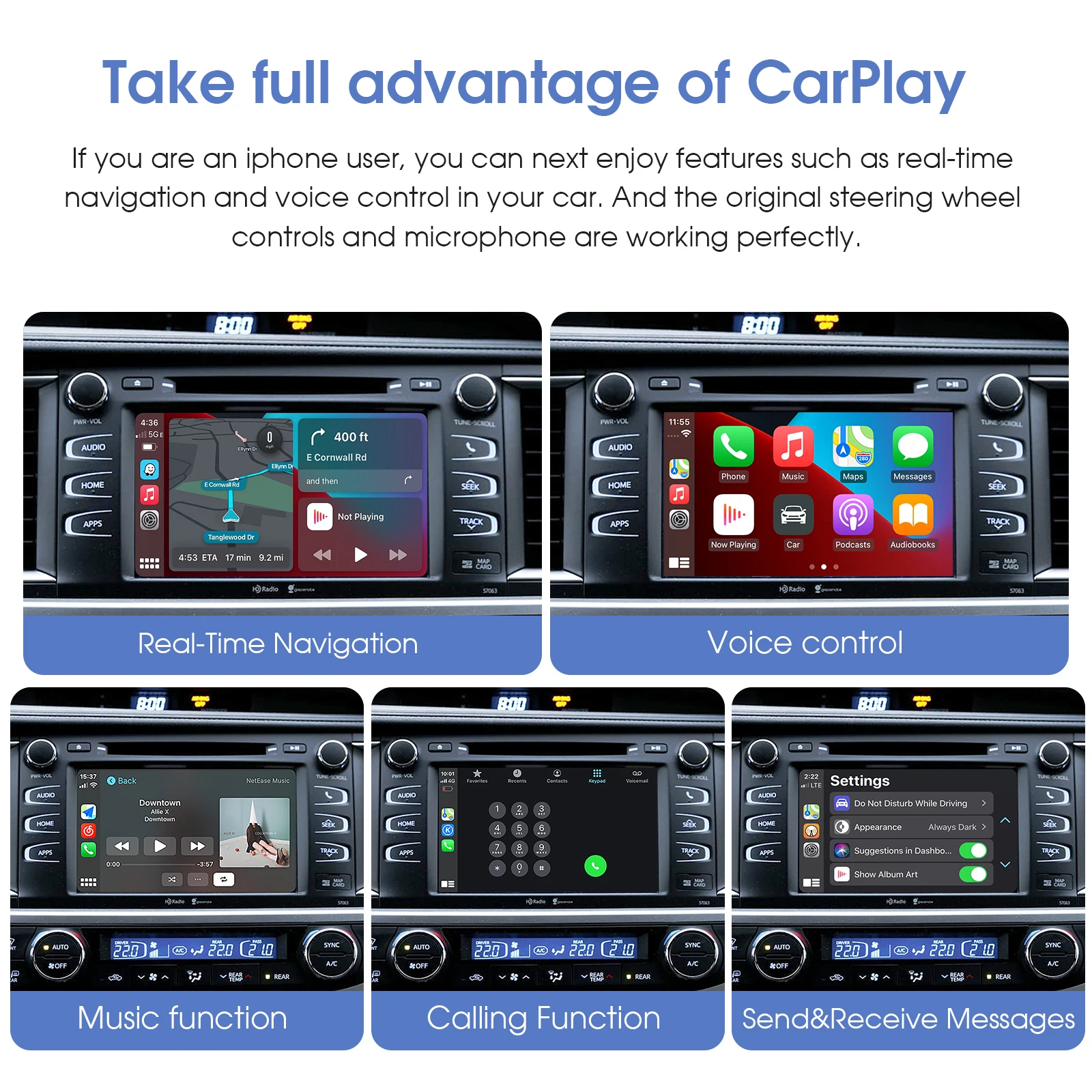 Wireless Carplay Android Auto for TOYOTA Touch2 Entune2.0 Highlander Tundra Sienna Prius Yaris Camry CHR Module Decoder