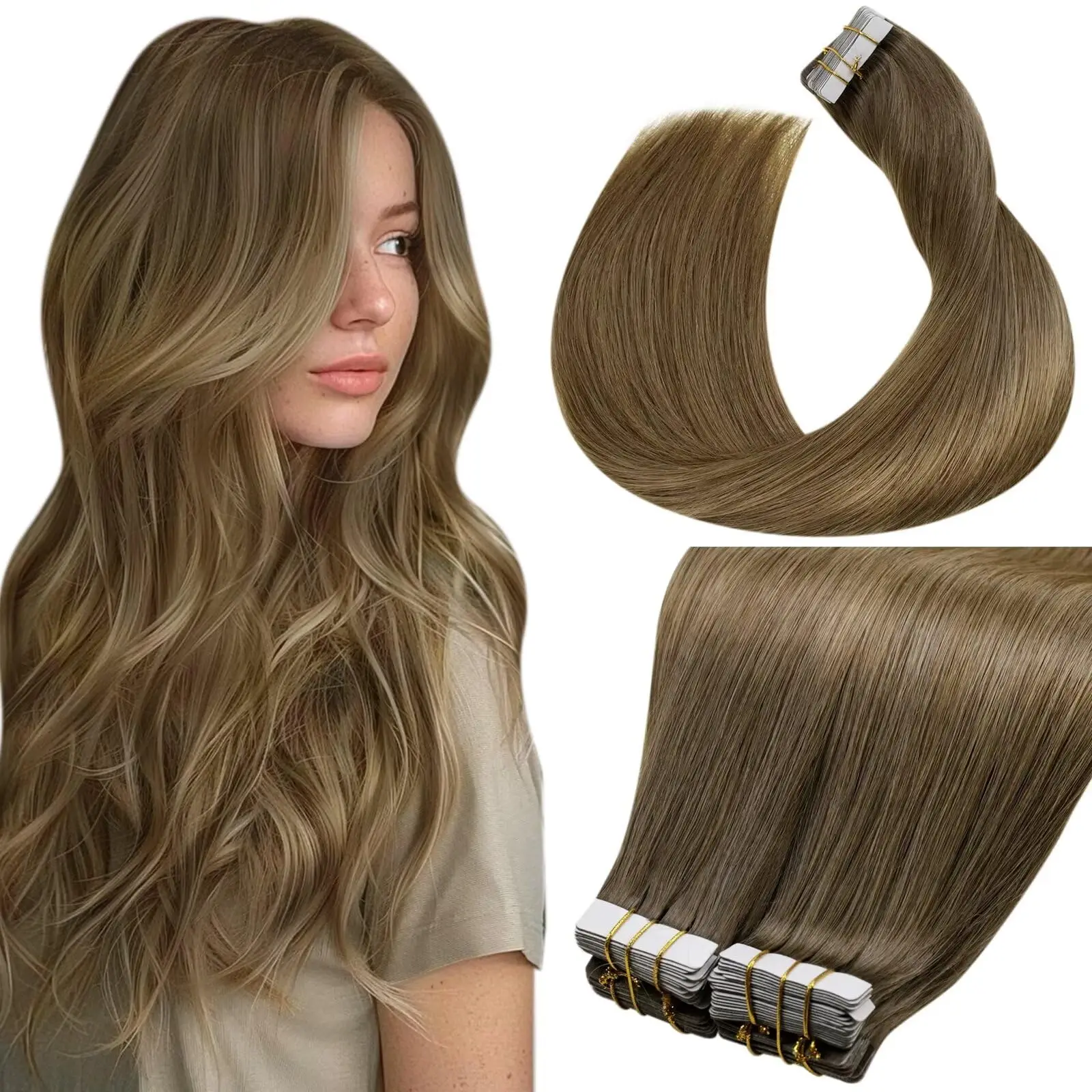 

20 шт., бразильская прямая лента для наращивания человеческих волос Remy, 80 г, оптом, 18-28 дюймов, двухсторонняя клейкая лента для женщин, натуральный бл.