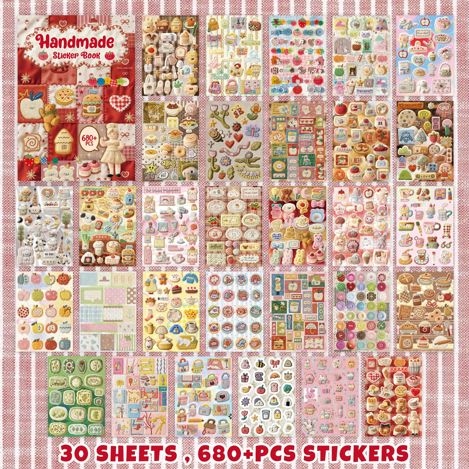 Zufällige Abdeckung 30 Blätter 680+ Stück Vintage Niedliche und Filigrane Stickerei-Aufkleberbuch für Erwachsene Sticker-Journaling-Aufkleber – Detail 5