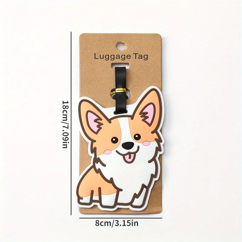 1pc Cute Corgi Travel Accessories Luggage Tag Creative Fashion Style Silicon Portable Travel Tag ID Address Holder