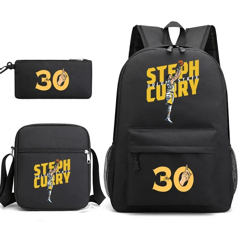 Curry avatar printed backpack set student school bag shoulder bag pencil case 3-piece set