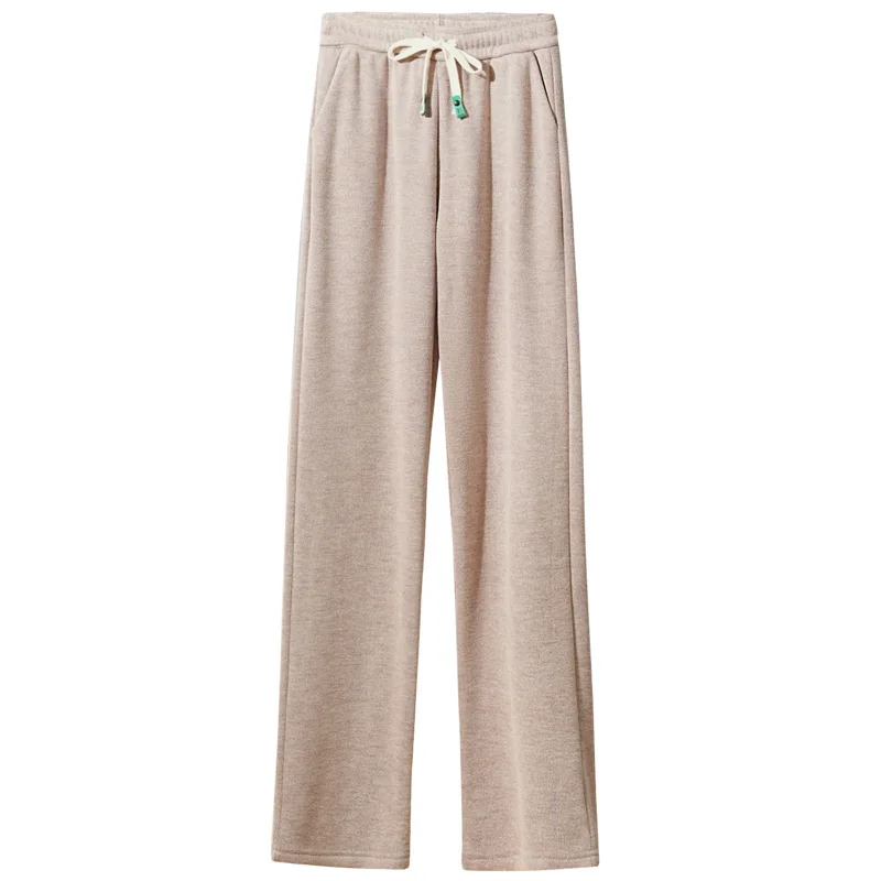 ผู้หญิงฤดูใบไม้ร่วงฤดูหนาว Plush ผ้าเช็ดตัวกางเกง Mopping เอวสูงหลวมผ้าม่านกางเกงผู้หญิงกางเกง Drawstring