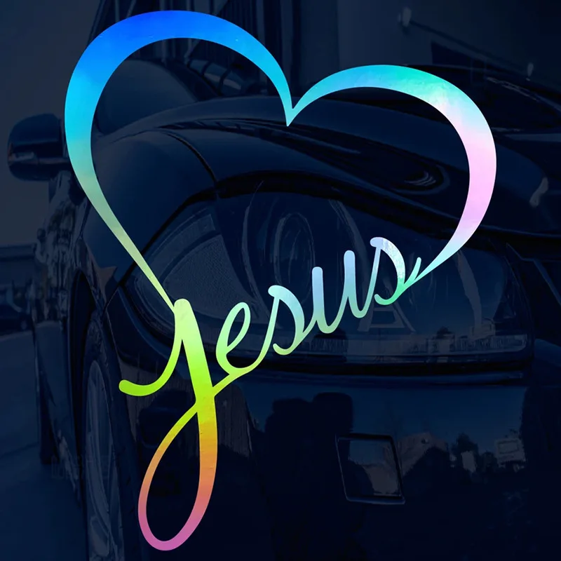 

G006 10x13CM Car Interior Stickers JESUS HEART Vinyl Decal Sticker for Car Window Wall Bumper God Love Christ Bible