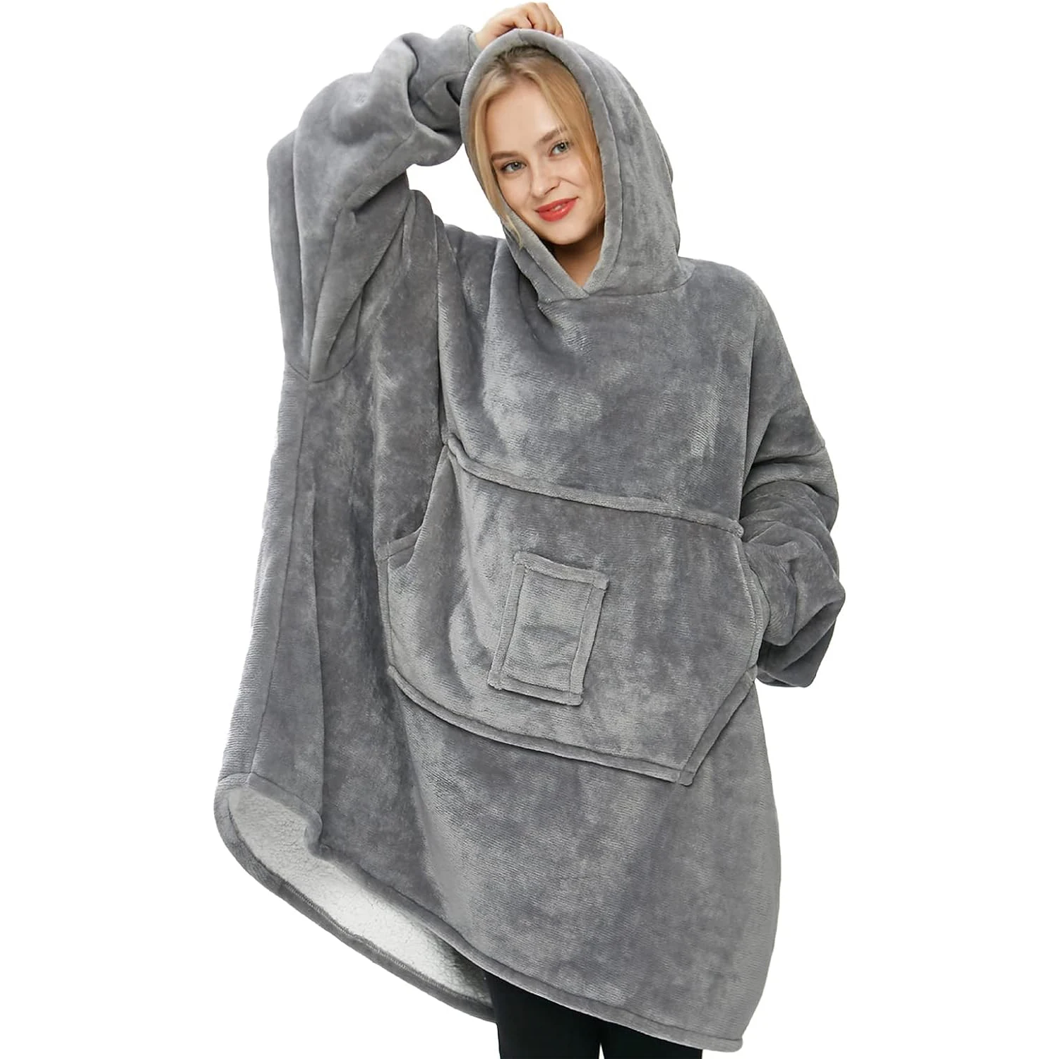 Hoodie Wearable Blanket For Women Men, Oversized Blanket For Adults With Big Pocket dropshipping for hot selling items