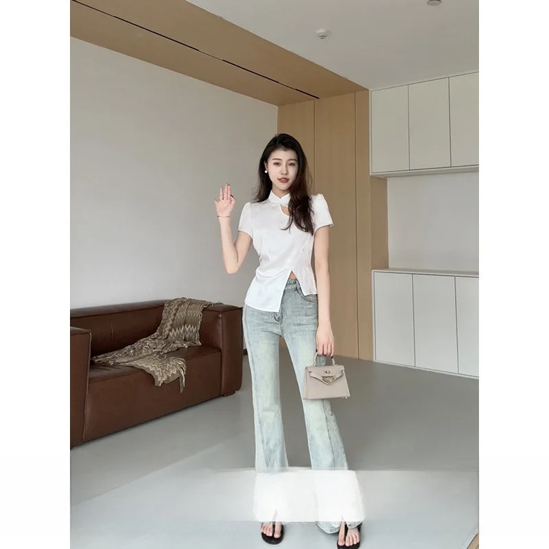 

Новые китайские джинсы-слим из коллекции Spring Improved Version, модель Zhang a Xing Chang an, для женщин, модные, весенние...