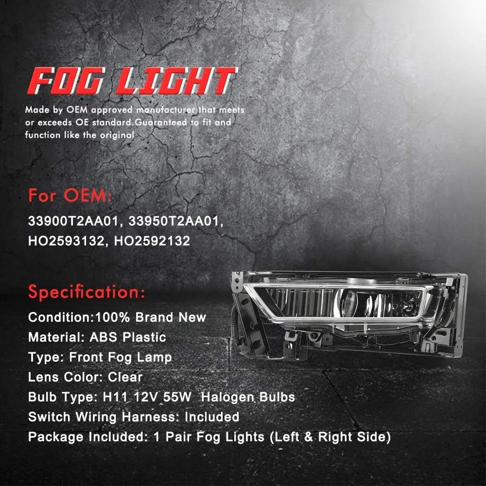 2013-2015 هوندا أكورد 4-Door سيدان طقم استبدال ضوء الضباب مع عدسة شفافة، H11 12V 55W مصابيح الهالوجين #4