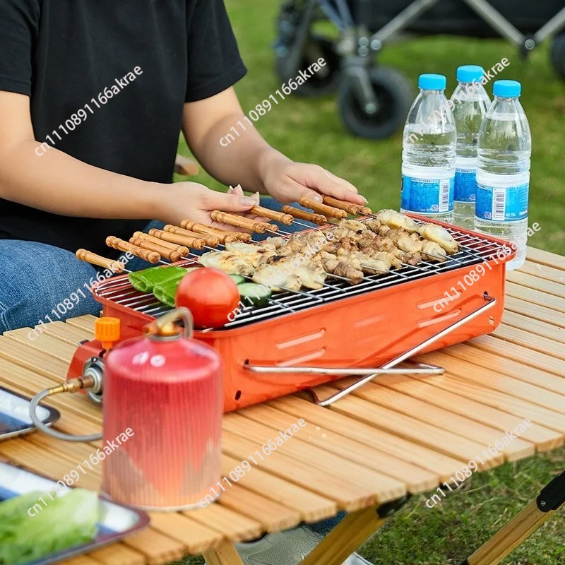Outdoor barbecue grill Portable barbecue grill Camping cassette stove with picnic gas stove Field split