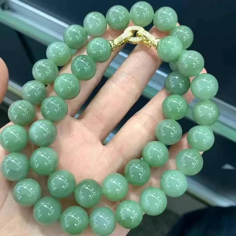 Natural Hetian Jade Russian Material, Duck Green Bracelet, Single-Strand Hand Chain, Fine Texture And Beautiful Color