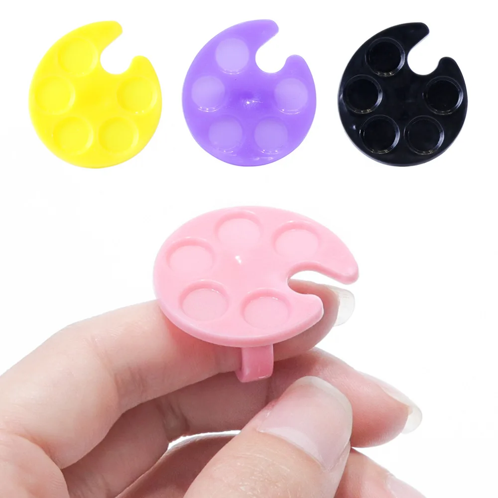 

30Pcs Mini Plastic Finger Ring Nail Art Palette Painting Drawing Pigment Holder Plates Case Manicure Tool