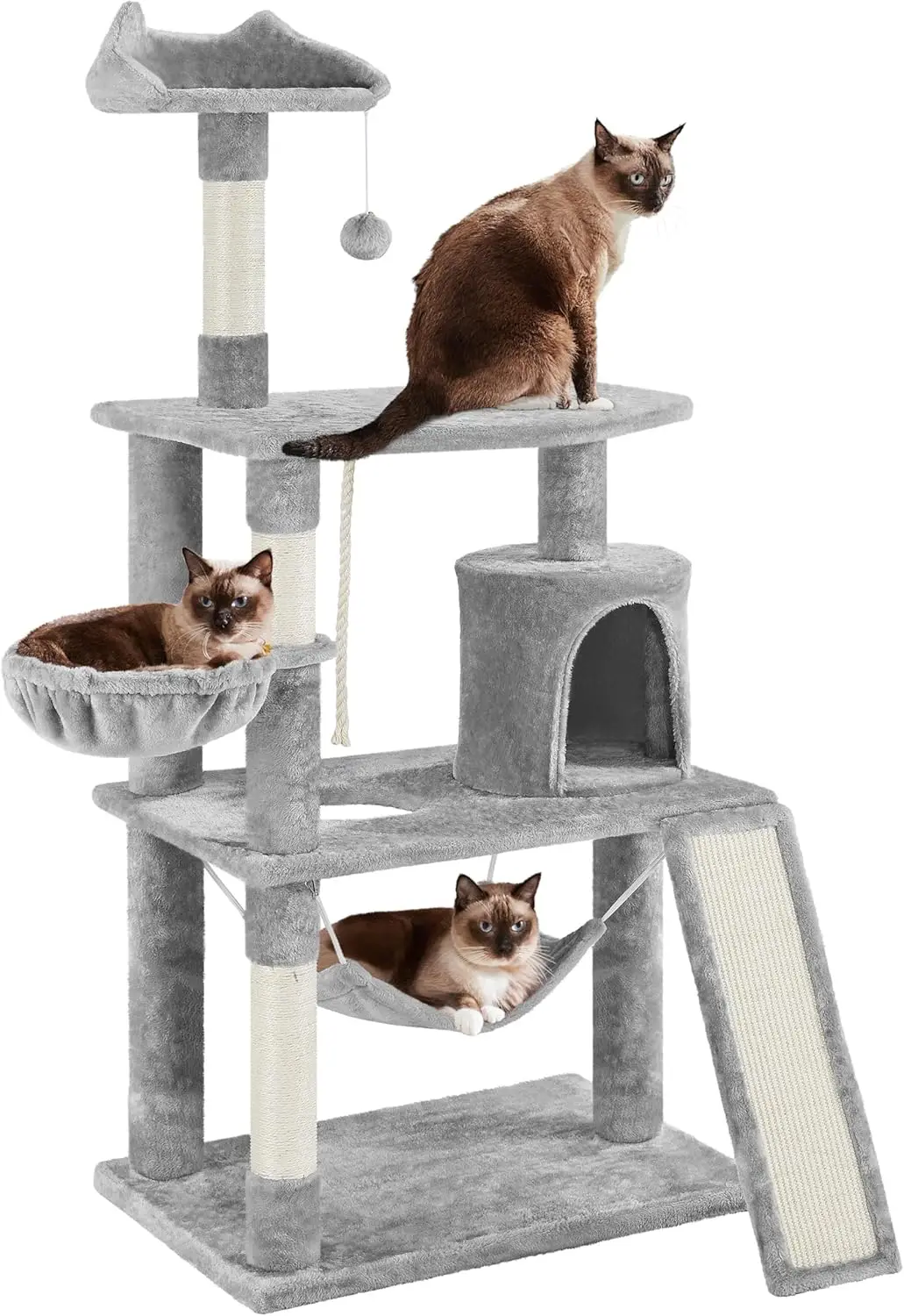 

63.5in Multi-Level Cat Tree Tower with Scratching Posts, Hammock & Platforms for Cats and Kittens