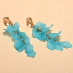 Fashion Acrylic Flower Korean Candy Color Long Dangle Earrings For Women Trendy Design Pendientes Jewelry Accessories
