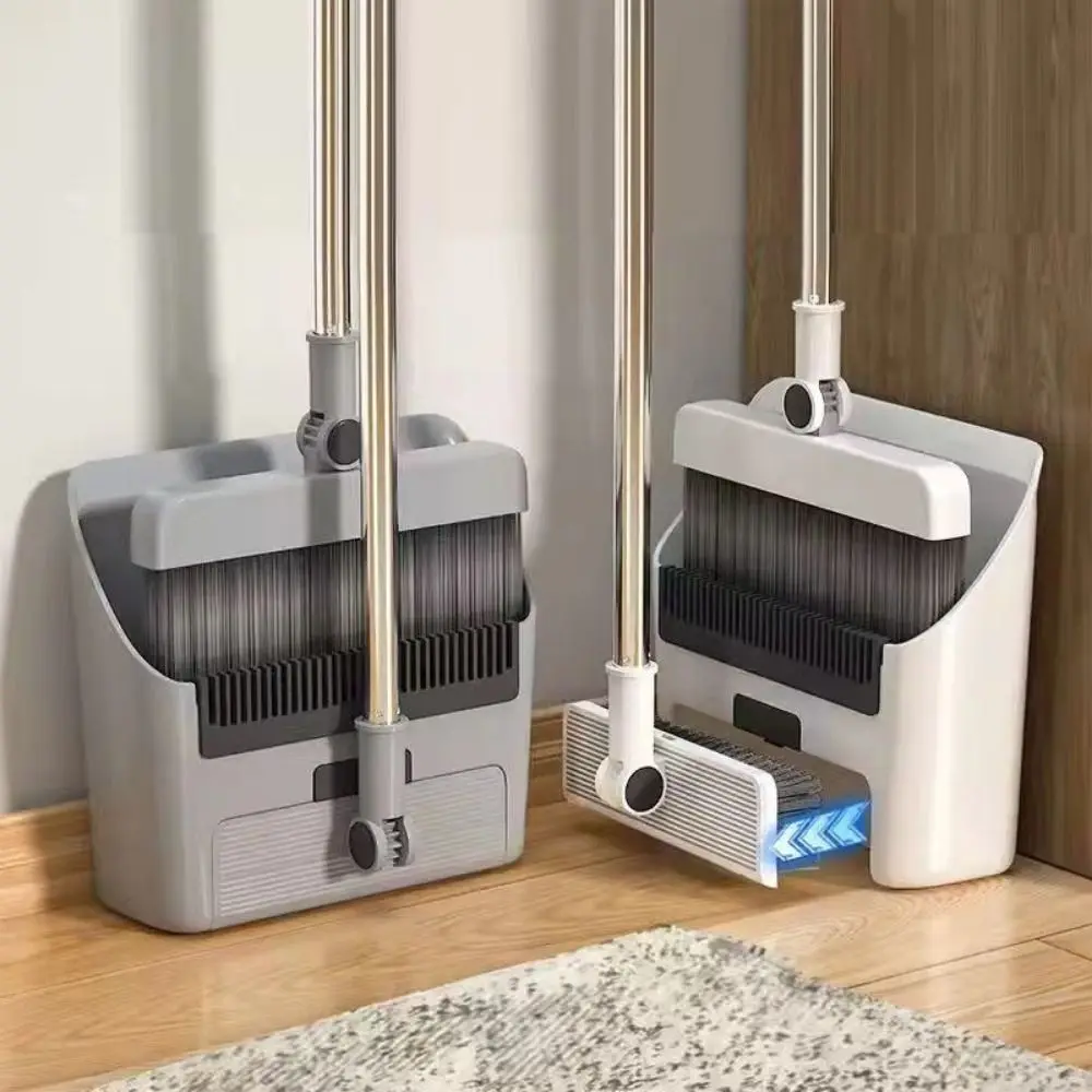 

3-in-1 Folding Broom Set Multi-Surface Cleaning Rotatable Head Dustpan Combination Long Handle Vertical Storage