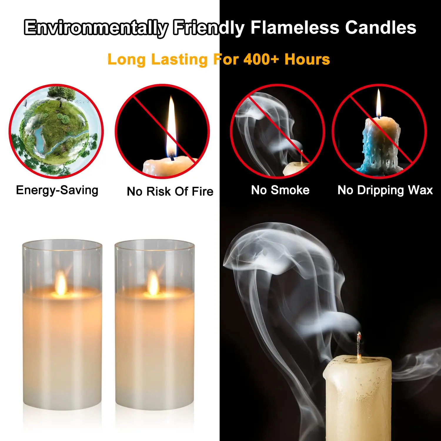 Imagem -05 - Elétrica Flameless Led Velas Lâmpada de Vidro Acrílico Vela Falsa Flickering Casamento e Natal Pcs