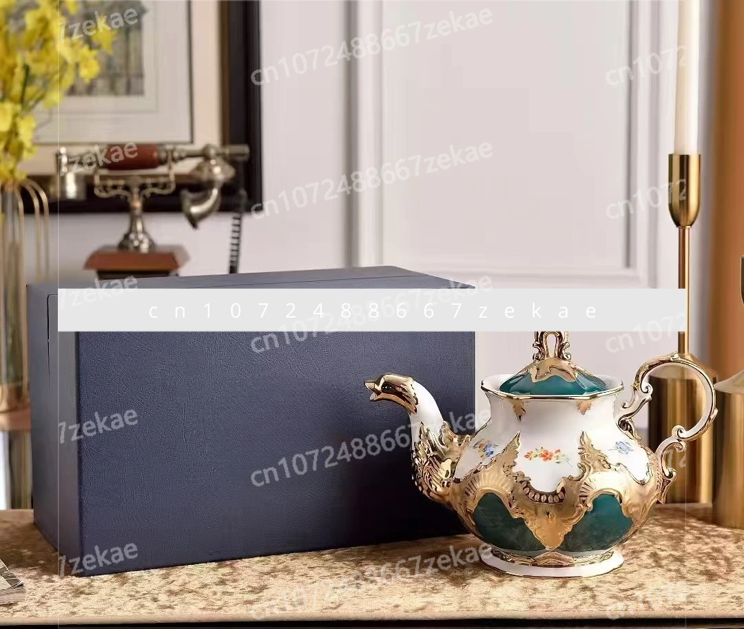 

Bone china large teapot coffee pot hand-painted gold-painted gift box packaging