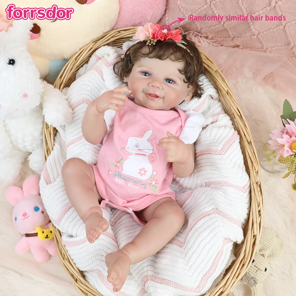 19inch Reborn Baby Dolls Girl Full Silicone Vinyl Body with 3D Skin Hand Painted Visible Veins Lifelike Doll Christmas Toy Gifts