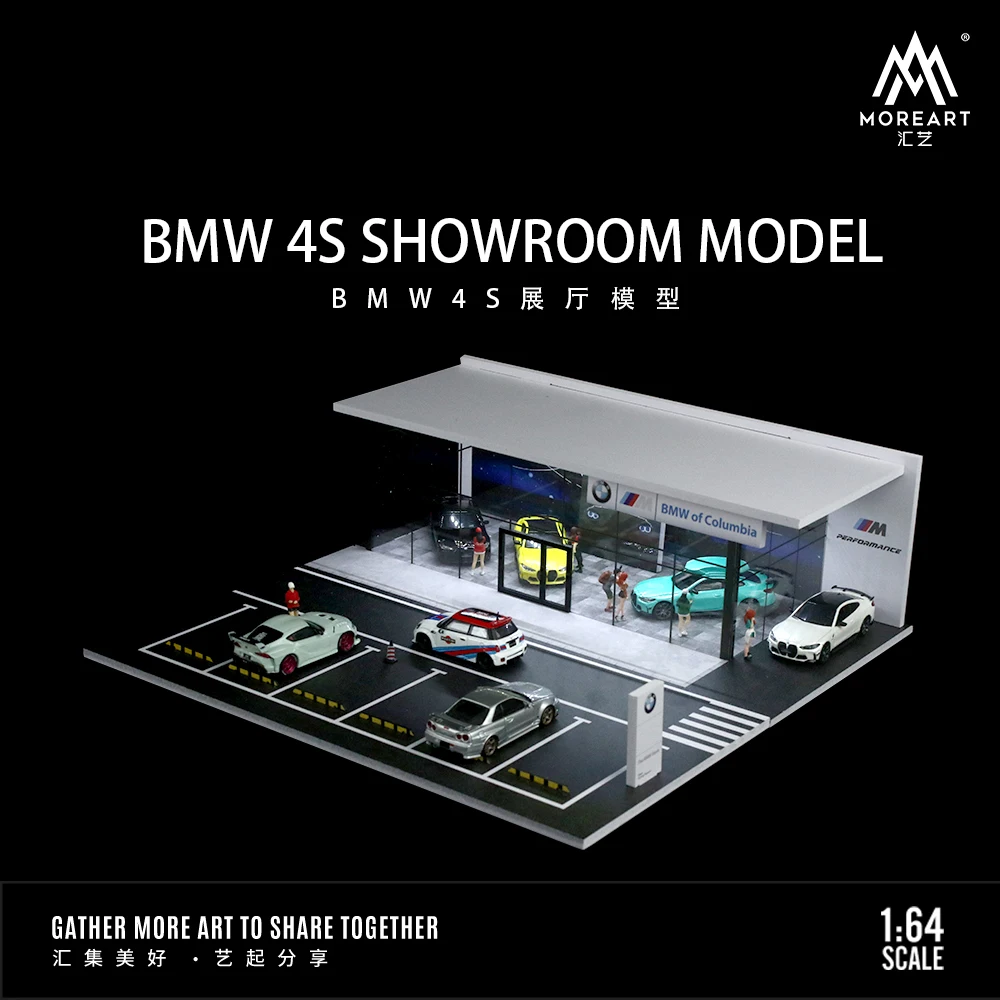 TimeMicro/MoreArt 1:64 M Power 4S shop car showroom light version assembly scene - fast delivery