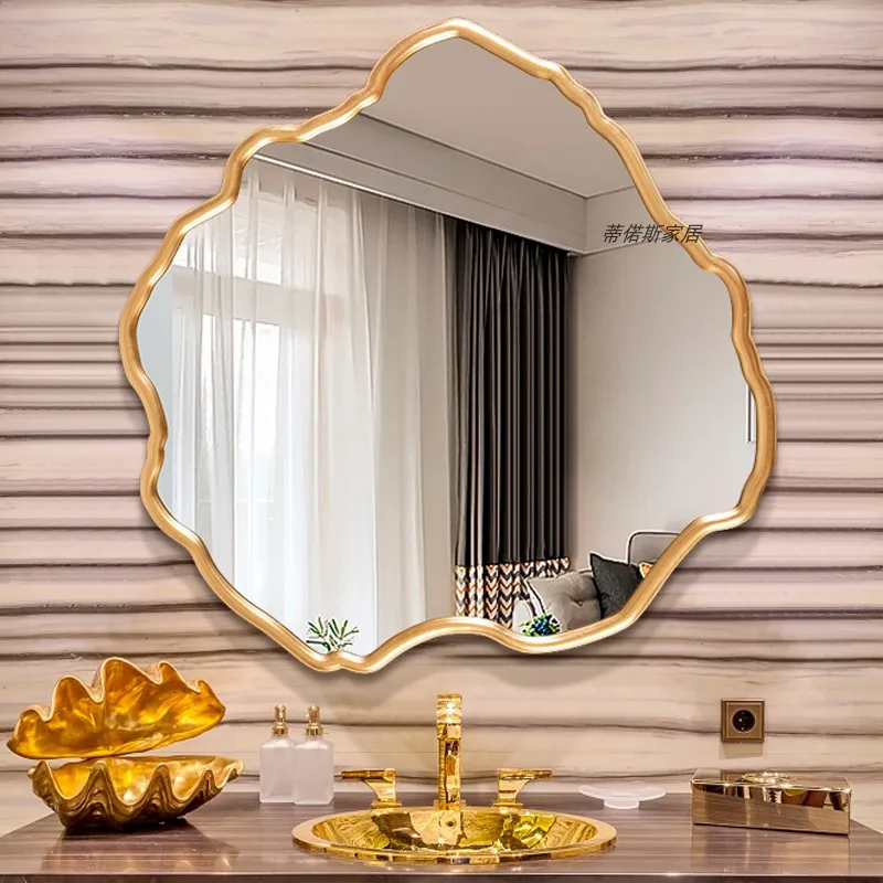 Toilet Large Model Wall Decorative Mirror Makeup Crafts Vanity Aesthetic Shower Mirror Golden Espejo Pared Home Styling