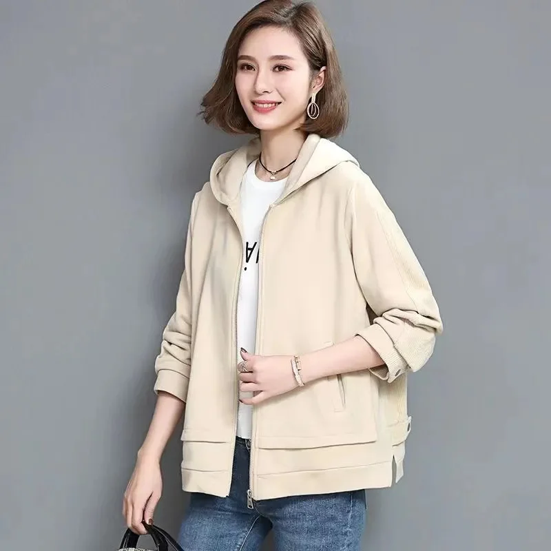 Spring Autumn Hooded Sweatshirt Women Hoodies Pullovers 2024 New Female Fashion Korean Casual Cardigan Top Loose Sweatshirt Coat