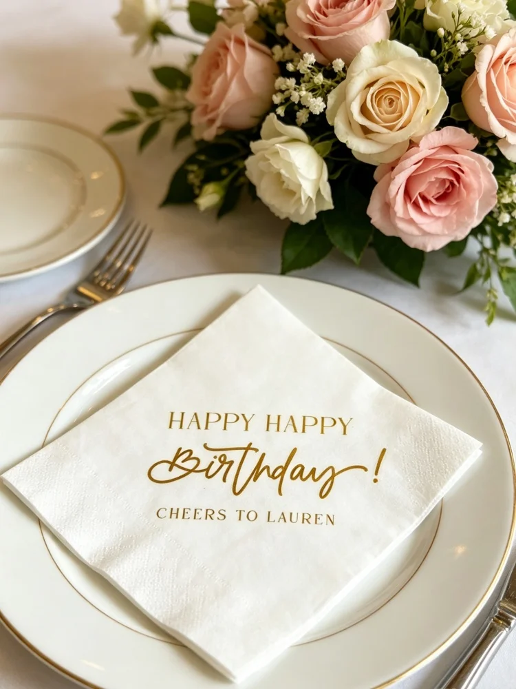 

Happy Birthday Party Table Decor Custom Name Birthday Date Silver Rose Gold Foil Birthday Party Favor Supplies