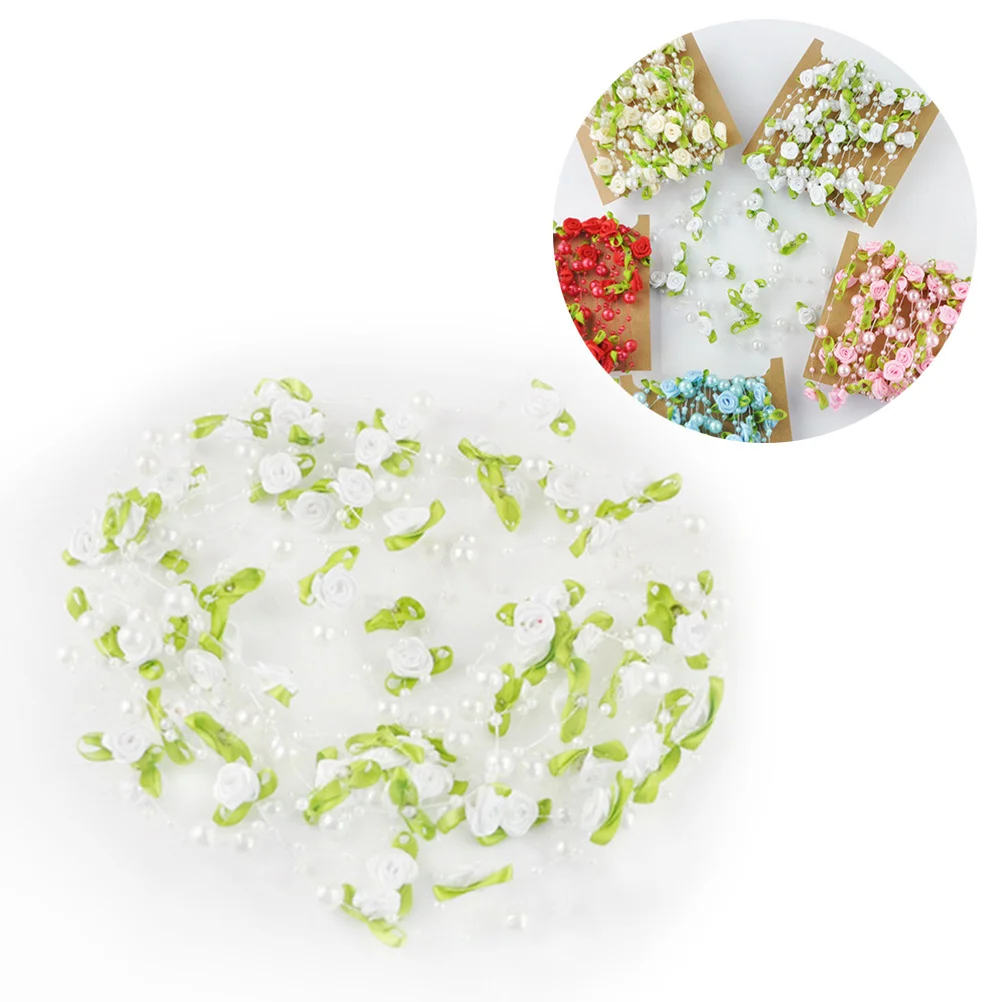 

5M Handmade Rose Beads Chain Ideal Bridal Shower Cake Decor Christmas Tree Hanging Garland Festive Event Decoration Supplies