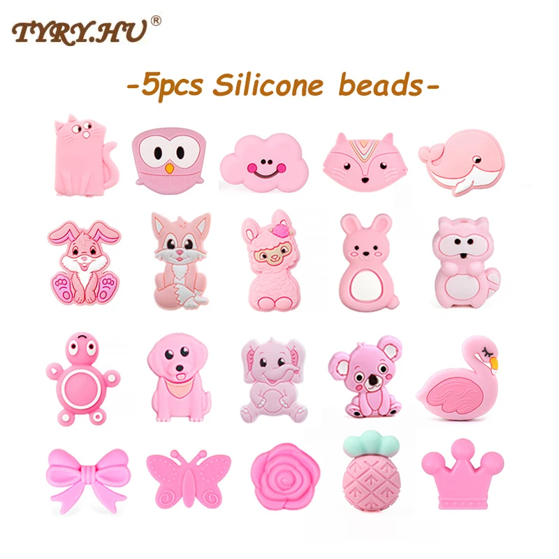 TYRY. Hồ Bộ 5 Con Yêu Mẹ Bố Viền Silicone Sản Phẩm Cho Bé Mọc Răng Đồ Chơi Cho Tự Làm Trang Sức Làm Không Chứa BPA Mordedor viền Silicone