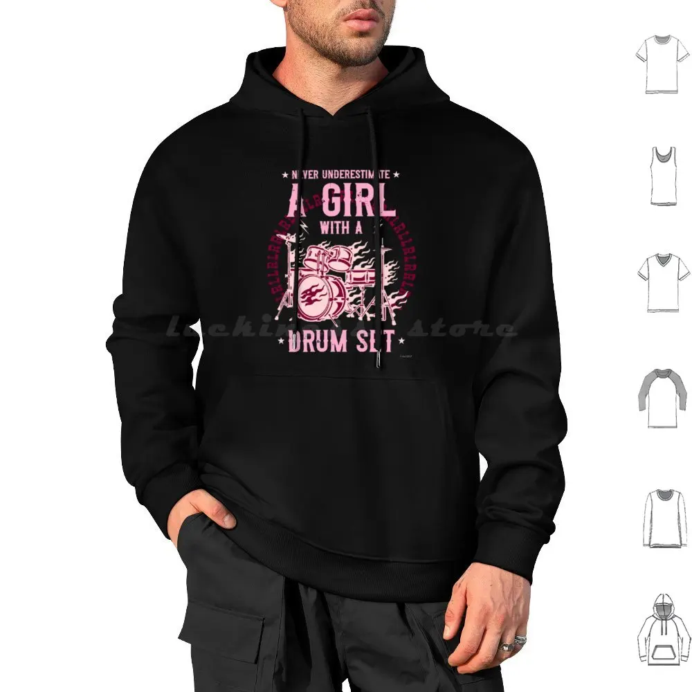 

Never Underestimate A Girl With A Drum Set-Drummer Long Sleeve Hoodie cotton Long Sleeve Never Underestimate A Girl With A