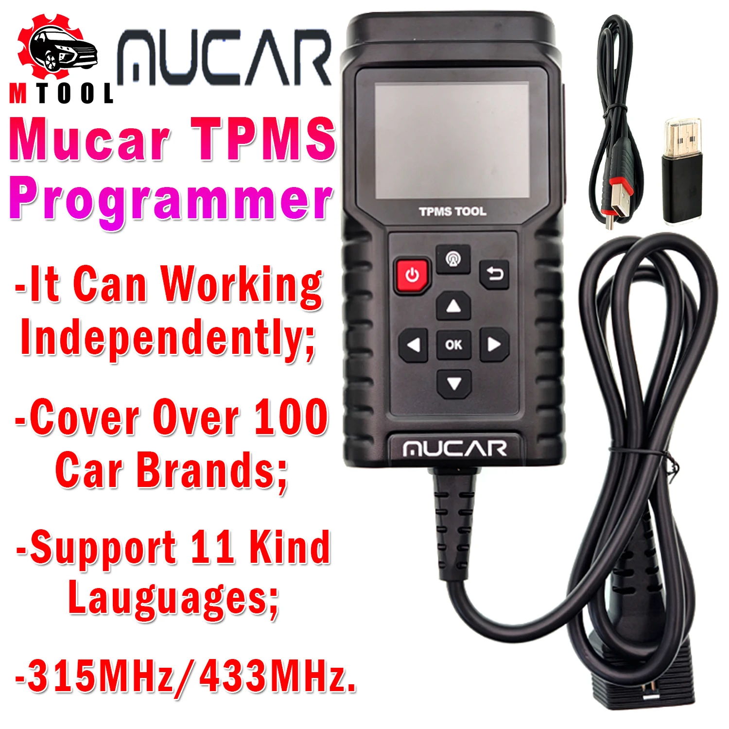 

THINKCAR TPMS T90 Programmer S3 2in1 Car Tire Pressure Diagnosis Tool TPMS Sensor Service Tool 315MHz 433MHz PK THINKCAR T90 G2