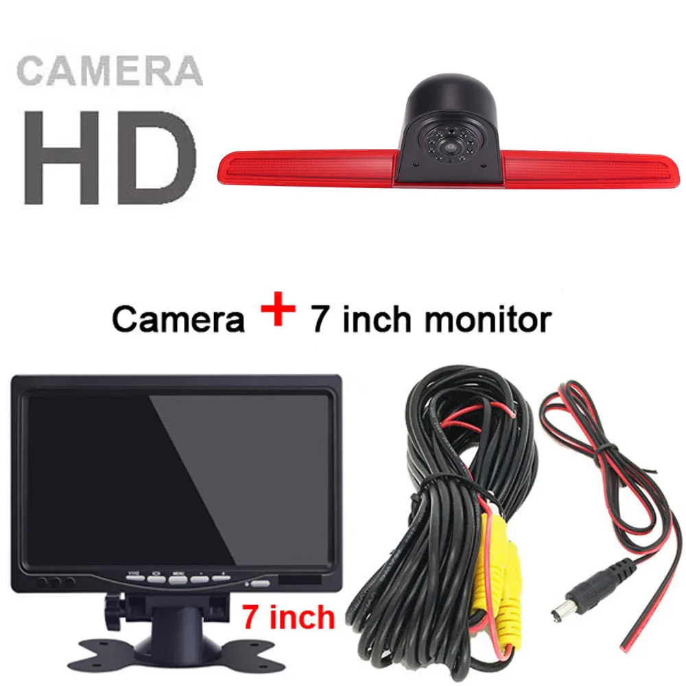 monitor + HD Car Rear view camera for VW T5 Bus Transporter Multivan Caravelle Business mit Heckklappe dritte 3. Bremsleuchte