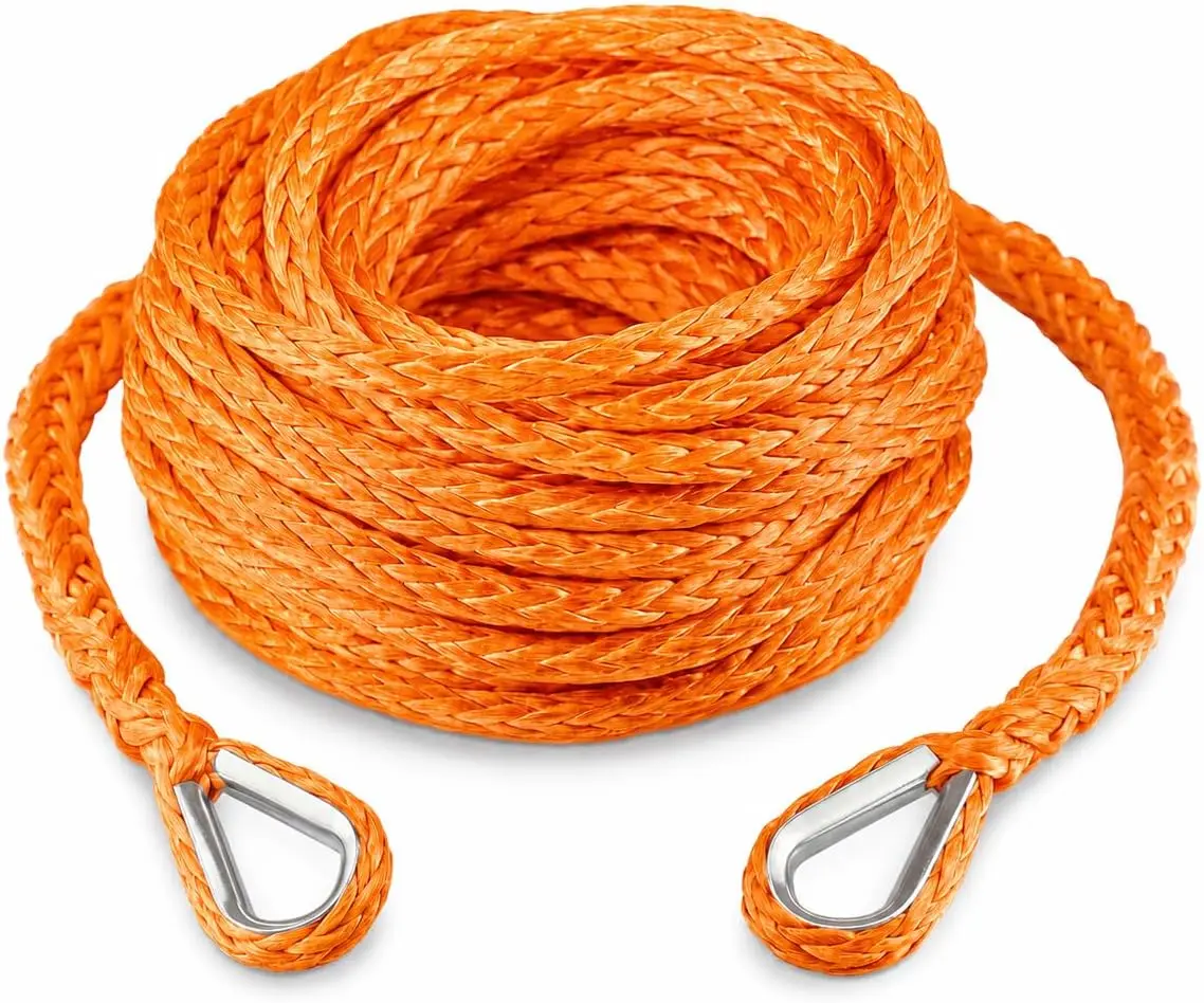 

3/8" x 92ft Synthetic Winch Extension Rope 26,500 lbs for Off-Road Recovery Orange
