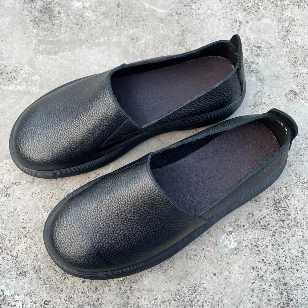 Careaymade-100% Genuine leather widertoe Men's casual shoes soft sole one foot lazy shoes, cowhide classic trendy handmade shoes