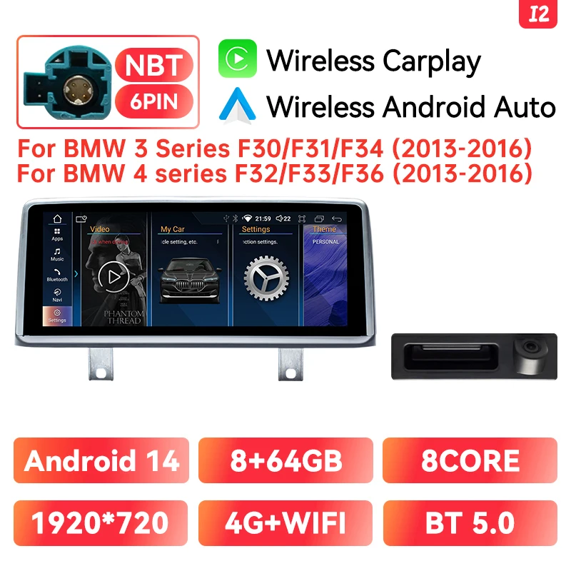 Draadloze CarPlay Autoradio Speler Voor BMW Serie 3 4 F30 F31 F32 F33 F34 F36 NBT Multimedia Android 14 Auto GPS 4G Wifi Stereo