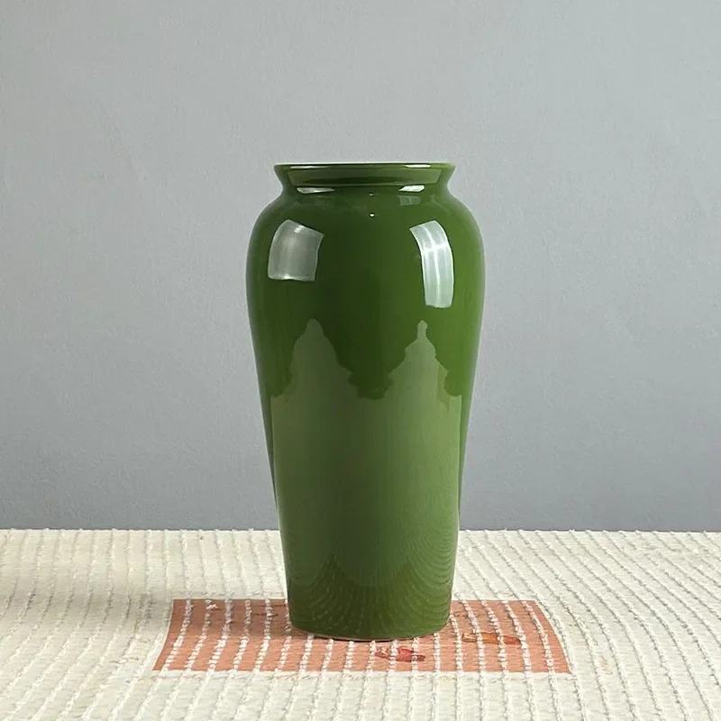 for Jingdezhen French Medieval Ceramic High End Vase Green Fishtail Cream Bottle Retro Flower Arrangement Decorative