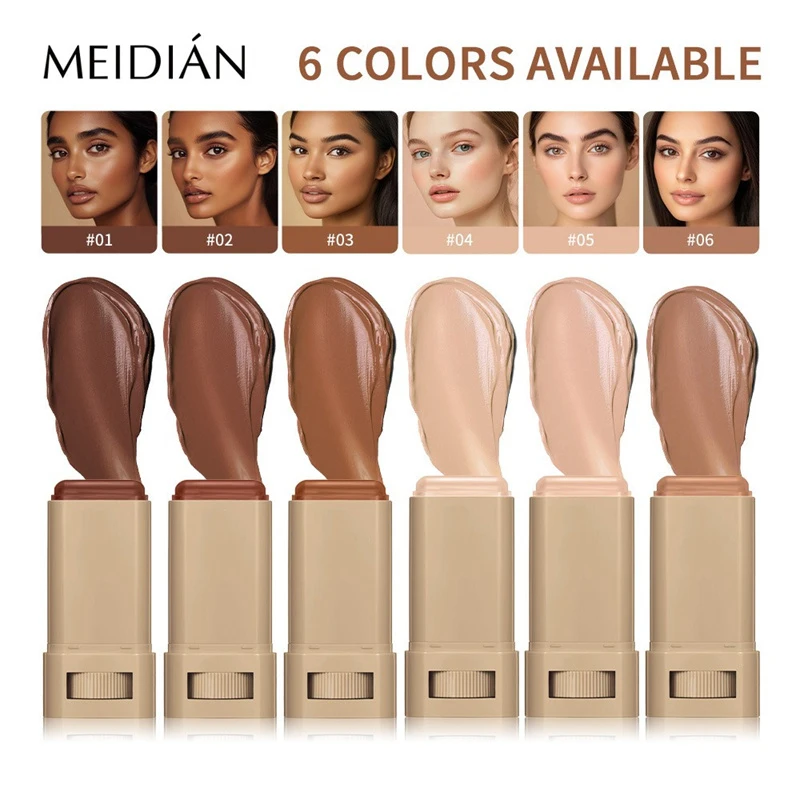 Hautfarbener Foundation-Stick in 6 Farben mit Serum-Boost, Seidiger Textur, Feuchtigkeitsspendende Abdeckung, Concealer-Basis, Gesichtskontur-Stick Make-up – Detail 2