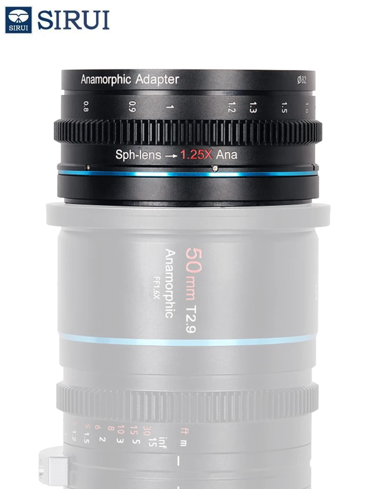 SIRUI 1.25x アナモルフィック スクイーズ アダプター 最大 85mm フロント直径レンズ用、82mm フロントネジ付き