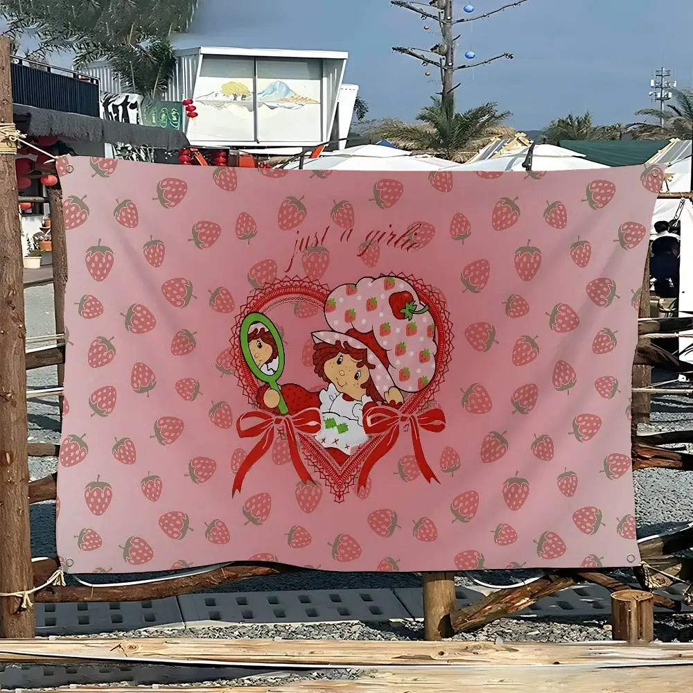 S-Strawberry-shortcake girl High End Quality Banner Printing Artistic Atmosphere Style Camping Flag