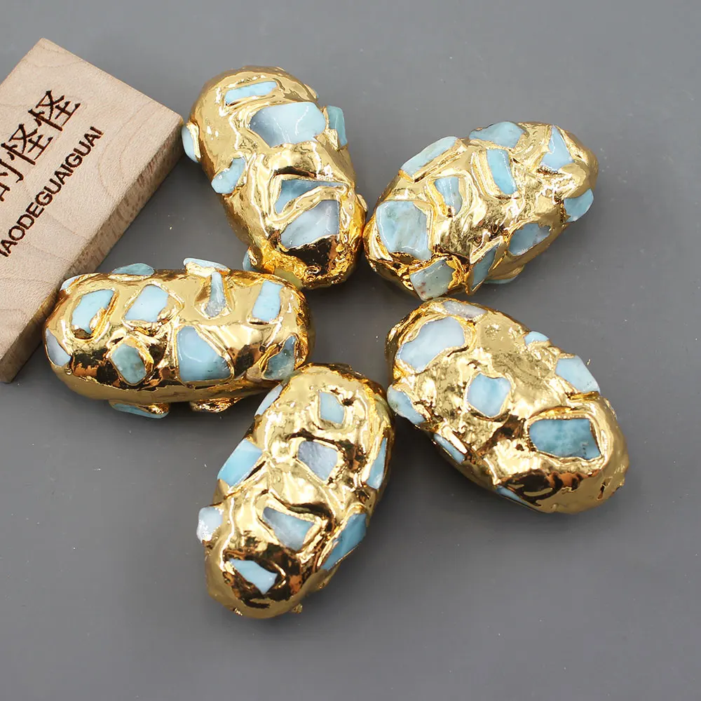 

APDGG No 096 5 шт. большие синие бусины-разделители из ларимара для изготовления ювелирных изделий, аксессуары