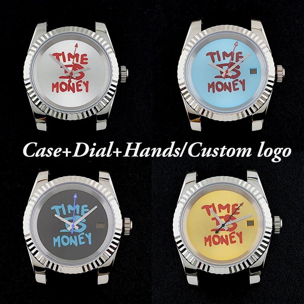 NH35 case 36/39mm stainless steel case Time is Money dial suitable for NH35 movement watch accessories